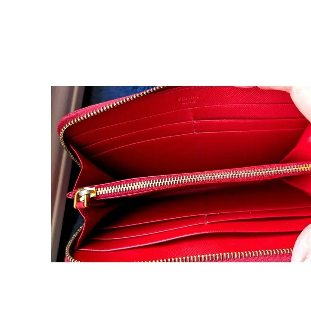 Prada Saffiano Leather Fiocco Zip-Around Wallet